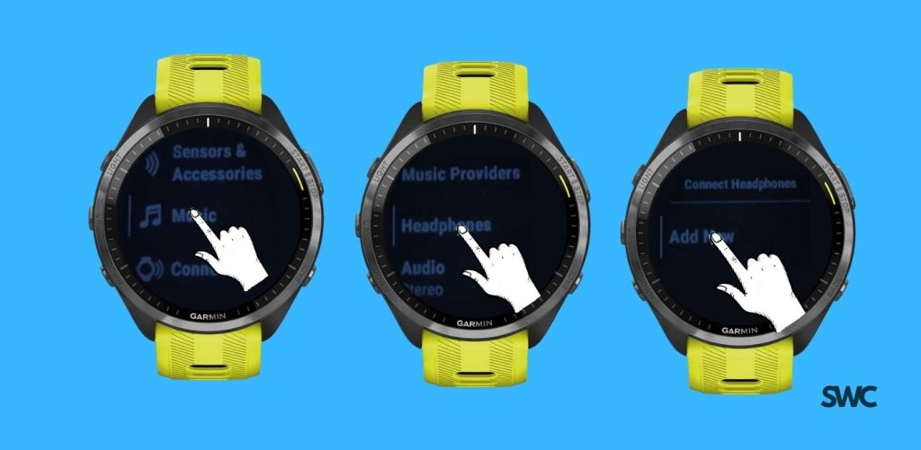 Select Music setting on the watch