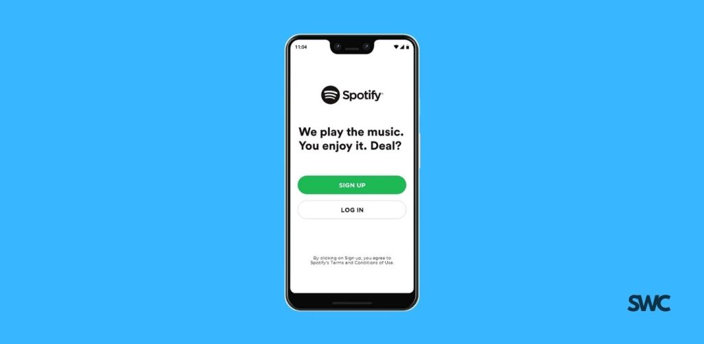 fill in login credentials on the spotify app