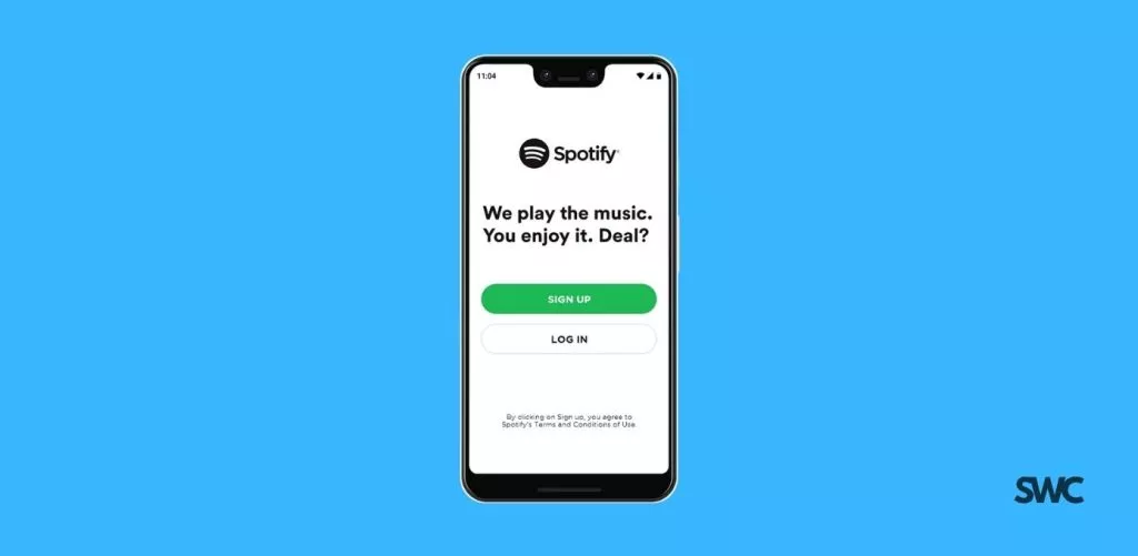fill in login credentials on the spotify app
