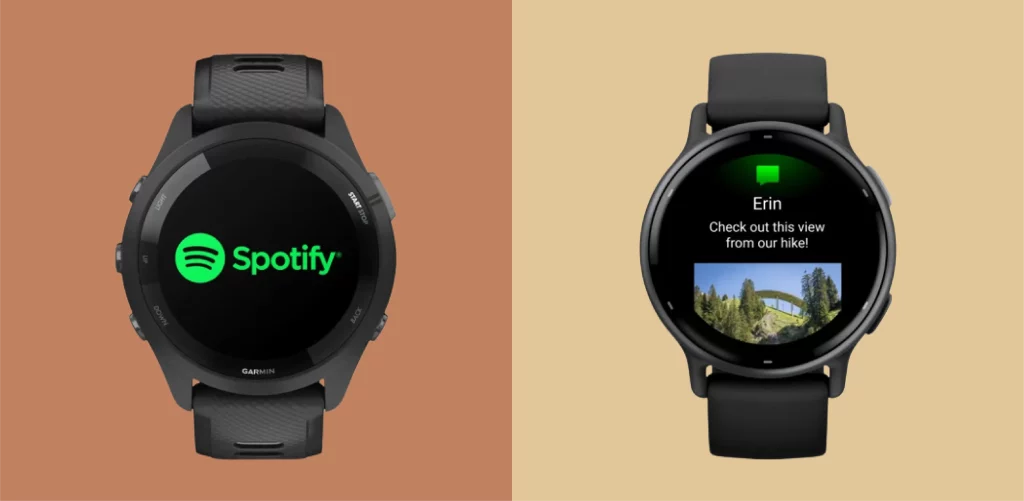 Spotify playing on garmin fr 265 and image-in-text feature of vivoactive 5